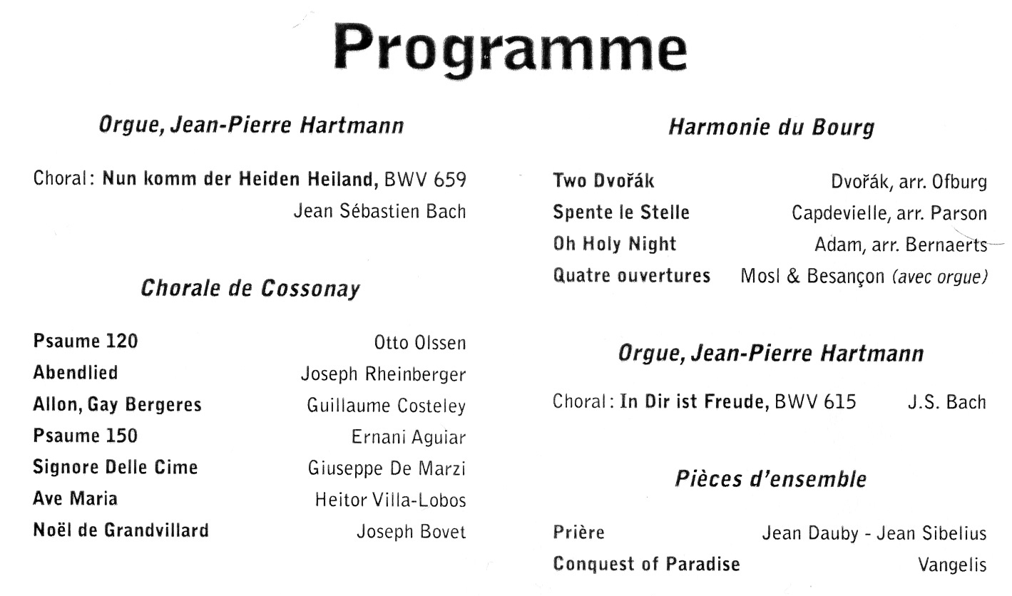 Programme du concert